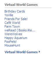 Facebook's Virtual World Games category