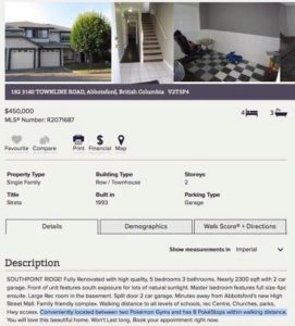 real estate listing including Pokestop as a benefit