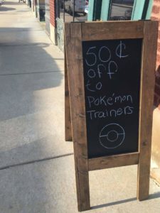 shop offering discounts to Pokemoin trainers